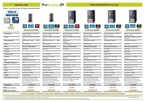 Workstations - Komponenten - Peripherie -Optionen - ProGraphics24