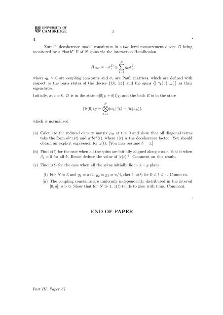 MATHEMATICAL TRIPOS Part III PAPER 57 QUANTUM ...