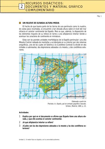 El medio físico en España y en la comunidad autónoma ...