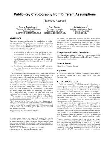 Public-Key Cryptography from Different Assumptions