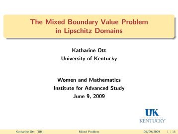 The Mixed Boundary Value Problem in Lipschitz Domains - IAS