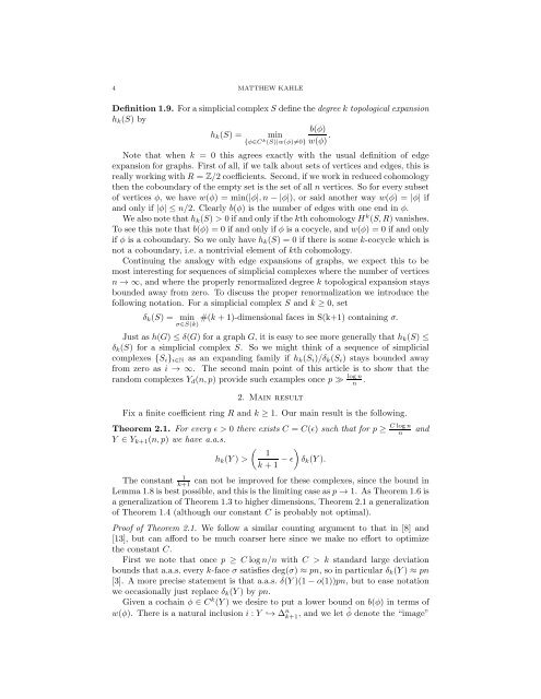 TOPOLOGICAL EXPANDERS 1. Introduction Expander graphs ... - IAS