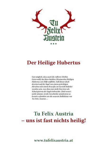 Der Heilige Hubertus Tu Felix Austria