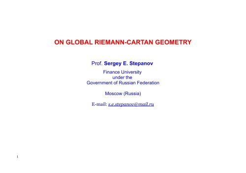 ON GLOBAL RIEMANN-CARTAN GEOMETRY