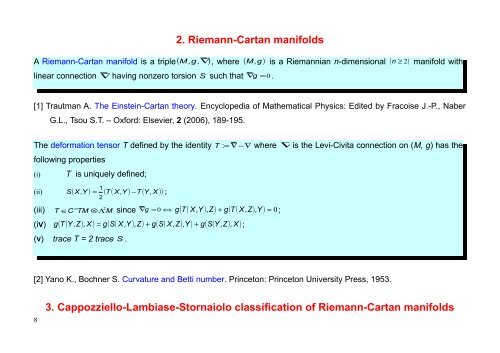ON GLOBAL RIEMANN-CARTAN GEOMETRY