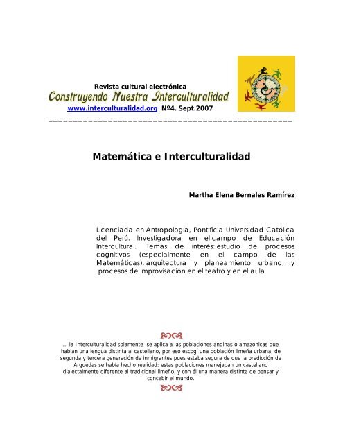 Matemática e Interculturalidad - Aula Intercultural