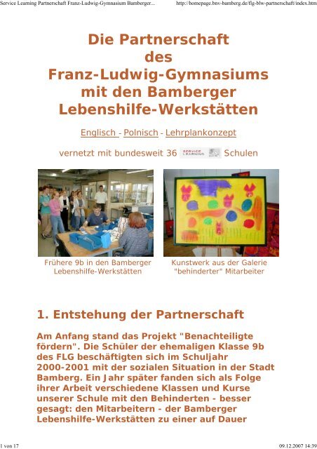 Service Learning Partnerschaft Franz-Ludwig-Gymnasium Bamberg...