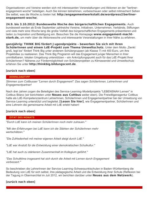 LdE-Newsletter Sommer 2012 - Service-Learning