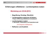 Erfahrung reflektieren – Lernkompetenz nutzen - Service-Learning