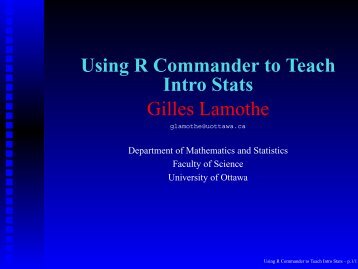 Using R Commander to Teach Intro Stats Gilles ... - Aix1 Uottawa