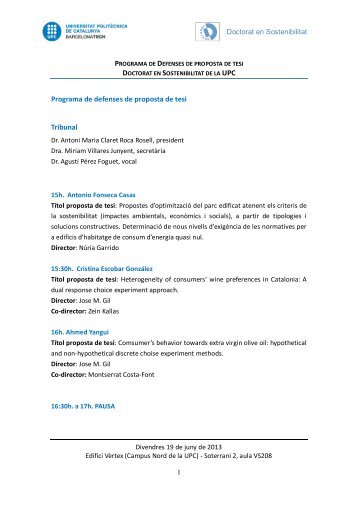 Consulta el programa - Institut de Sostenibilitat