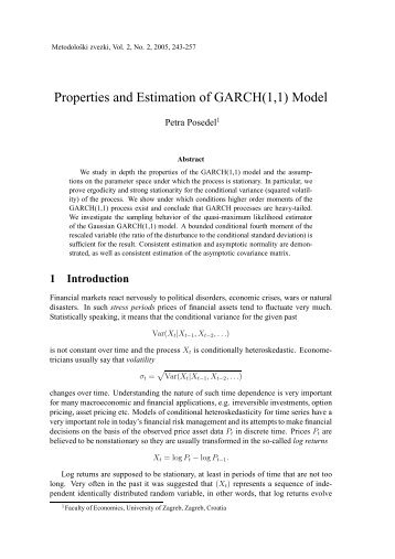 Properties and Estimation of GARCH(1,1) Model - A. Mrvar
