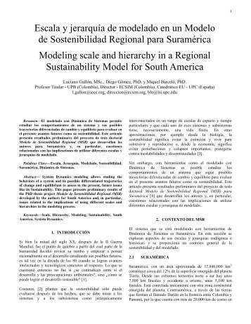 Escala y jerarquÃ­a de modelado en un Modelo de Sostenibilidad ...