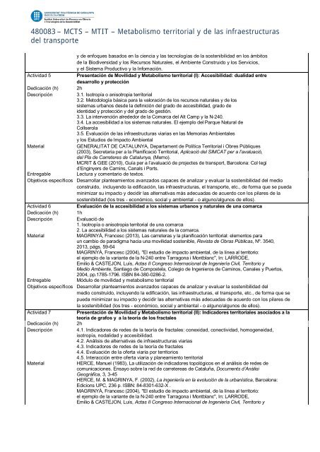 Metabolismo territorial y de las infraestructuras del transporte