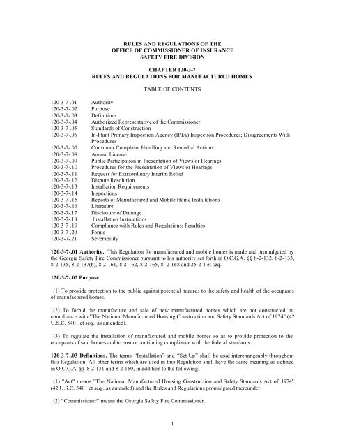 1 Rules And Regulations Of The Office Of Office Of Insurance And