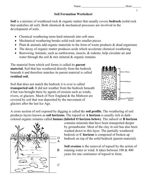 Soil Formation Worksheet.pdf - EnvGeology