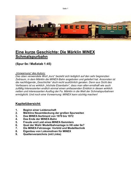 Eine kurze Geschichte: Die Märklin MINEX ... - MIST-Mittelrhein