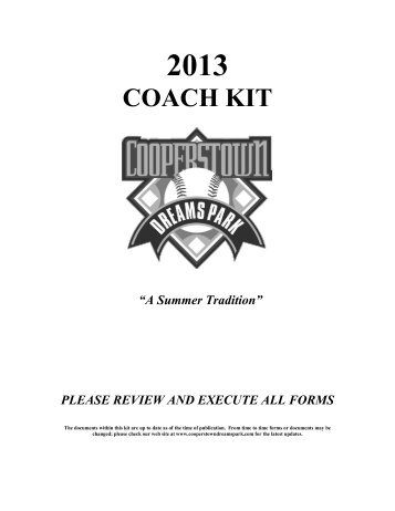 COACH KIT - the Cooperstown Dreams Park