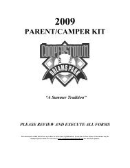 PARENT/CAMPER KIT - the Cooperstown Dreams Park