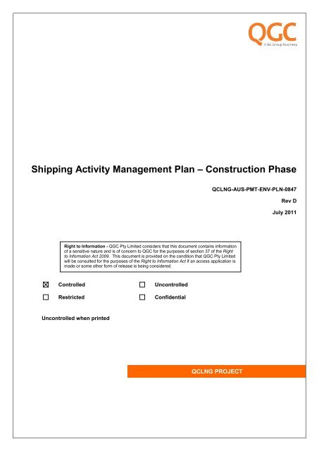 Shipping Activity Management Plan â Construction Phase - QGC