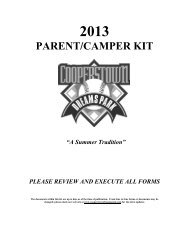 PARENT/CAMPER KIT - the Cooperstown Dreams Park