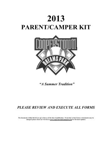 PARENT/CAMPER KIT - the Cooperstown Dreams Park