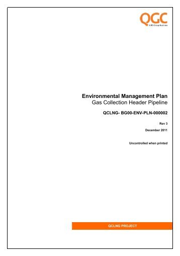 Gas Collection Header Environmental Management Plan - QGC