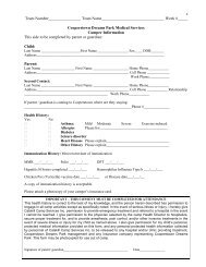 Camp Health History and Examination Form - the Cooperstown ...