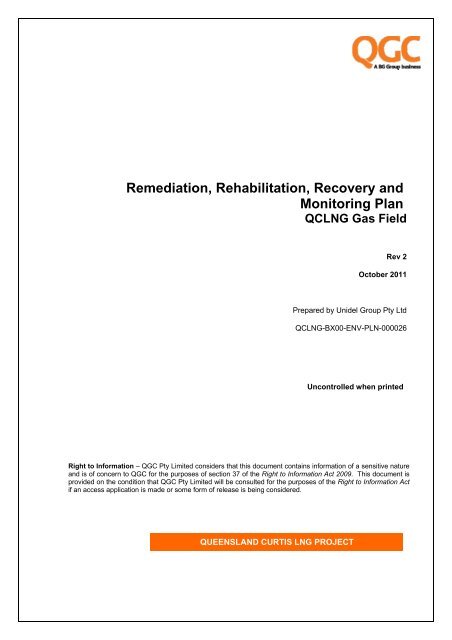 Remediation, Rehabilitation, Recovery and Monitoring Plan - QGC