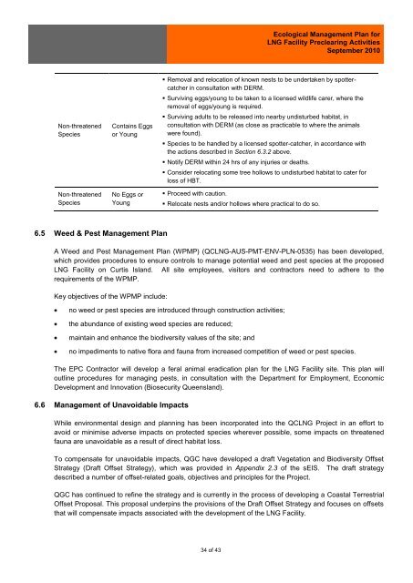 Ecological Management Plan for LNG Facility Preclearing ... - QGC