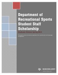 Student Staff Scholarship Application-Graduate Division - Rec Sports