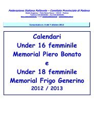 Calendari Under 16 femminile Memorial Piero Bonato e ... - FIPAV