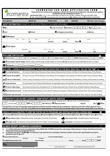 guest information (please fill in block letters - Maharashtra Tourism