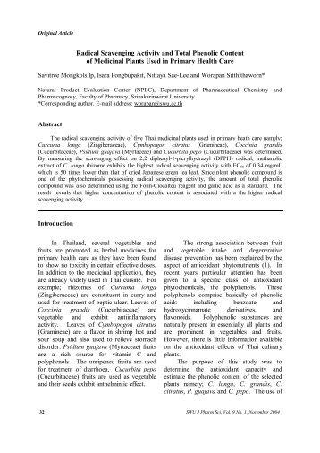 Radical Scavenging Activity and Total Phenolic Content