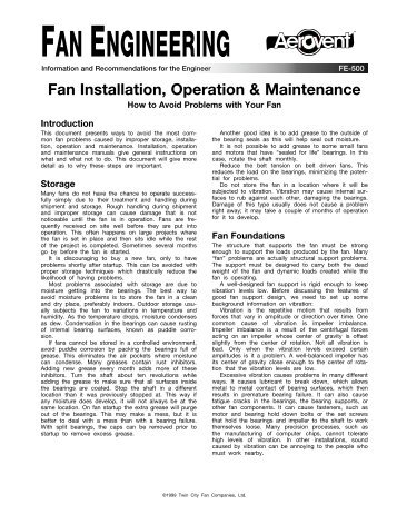 How to Avoid Problems With Your Fan - FE-500 - Aerovent