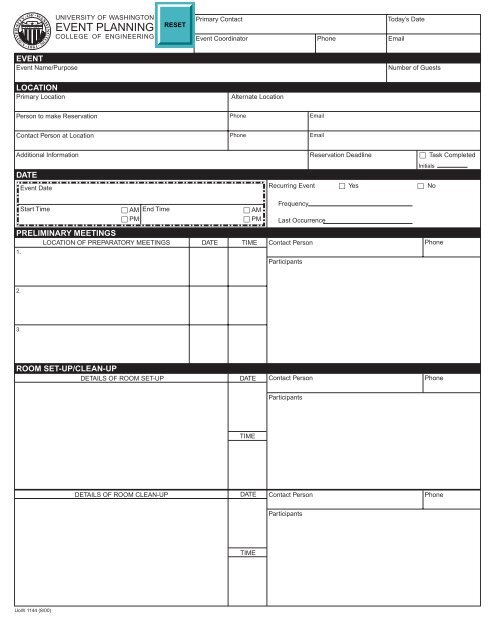 Checklist for event logistics - College of Engineering - University of ...