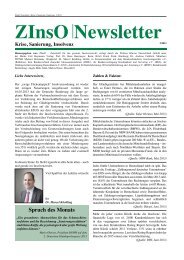 ZInsO Newsletter Krise, Sanierung, Insolvenz - Glaeubigerkongress