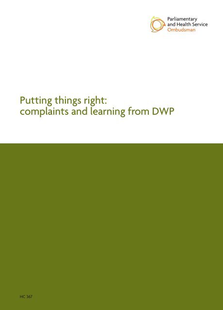 Putting things right: complaints and learning from DWP - the ...