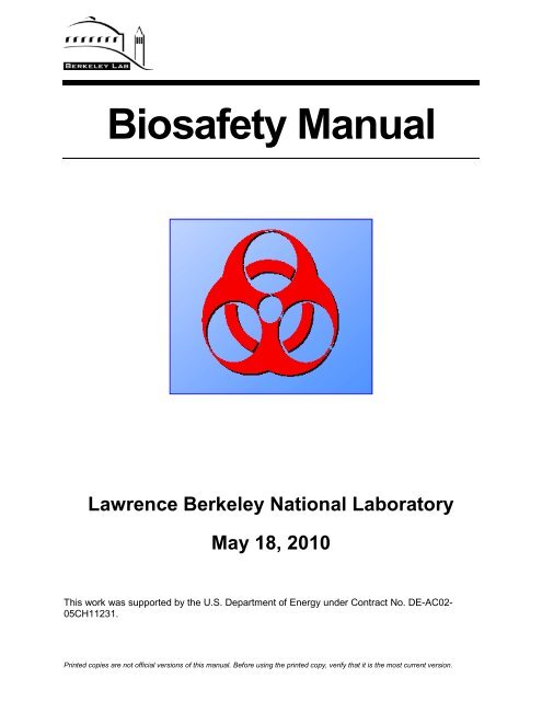 Biosafety Manual PDF - Lawrence Berkeley National Laboratory