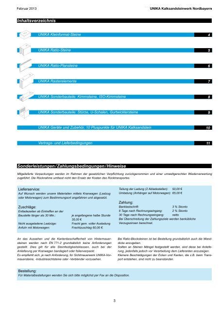 Download Unika Nordbayern Preisliste - UNIKA Kalksandsteinwerk ...