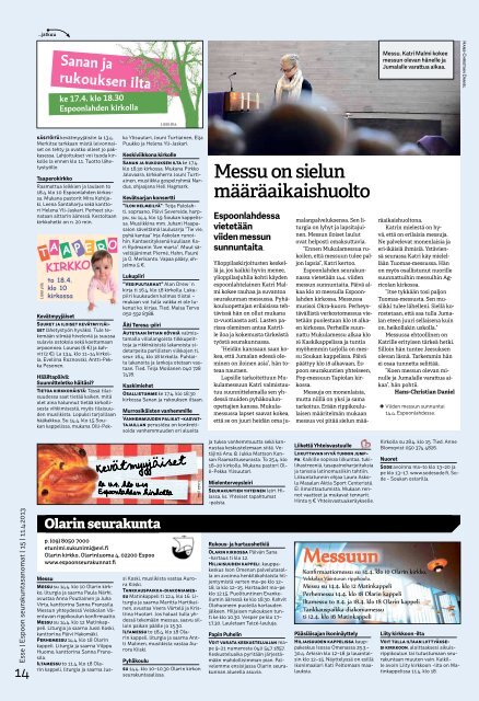 Esse 15/2013 (pdf) - Espoon seurakuntasanomat