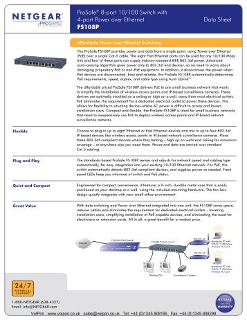 Netgear Prosafe 8-Port 10/100 Switch Datasheet (PDF)