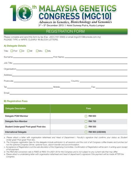 Download registration form (.pdf) - Persatuan Genetik Malaysia