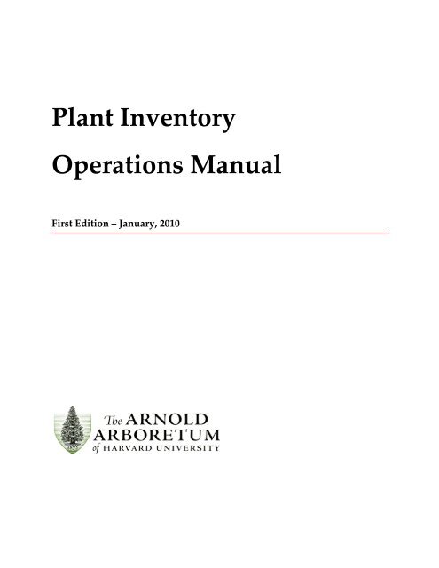Field Check Operations Manual, 2009 - American Public Gardens ...