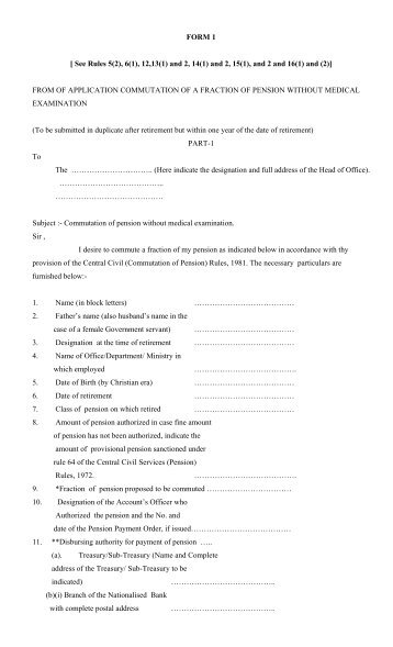 FORM 1 [ See Rules 5(2), 6(1), 12,13(1) and 2, 14(1) and 2, 15(1 ...
