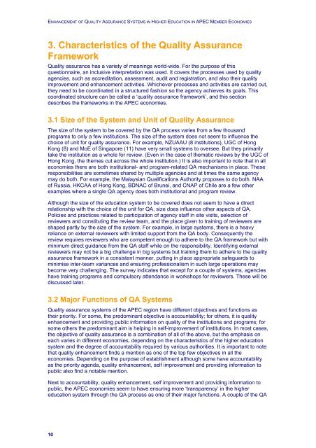 Quality Assurance Systems in Asia-Pacific Economic Cooperation