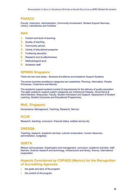 Quality Assurance Systems in Asia-Pacific Economic Cooperation