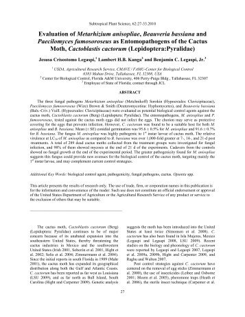 Evaluation of Metarhizium anisopliae, Beauveria ... - Subplantsci.org