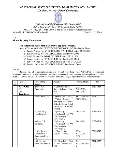 (A. Govt. of West Bengal Enterprise) - WBSEDCL