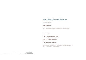 Von Menschen und Mäusen - Sophie Kleber Portfolio